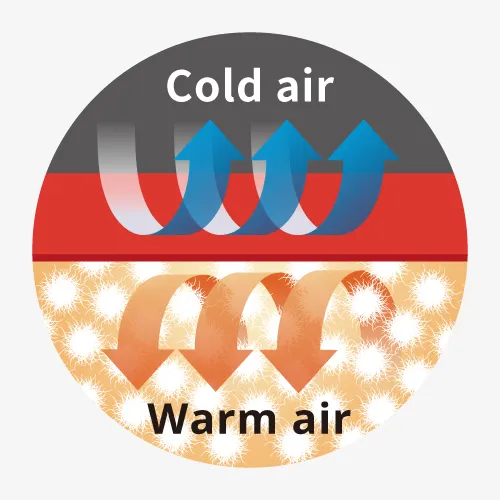 Illustration showing prevention of cold air intrusion and warm air escape