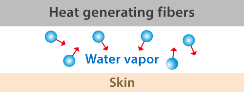 Illustration explaining the mechanism of moisture absorption and heat generation. The explanation precedes the illustration.