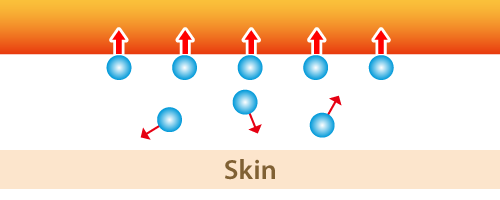 Illustration explaining the mechanism of moisture absorption and heat generation. The explanation precedes the illustration.