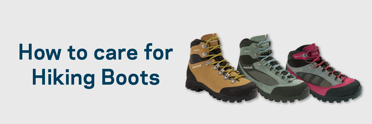 Title "How to Care for Hiking Boots" and images of three types of hiking boots