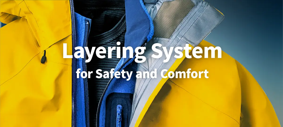 Layering system for safety and comfort (rainwear, fleece, underwear)